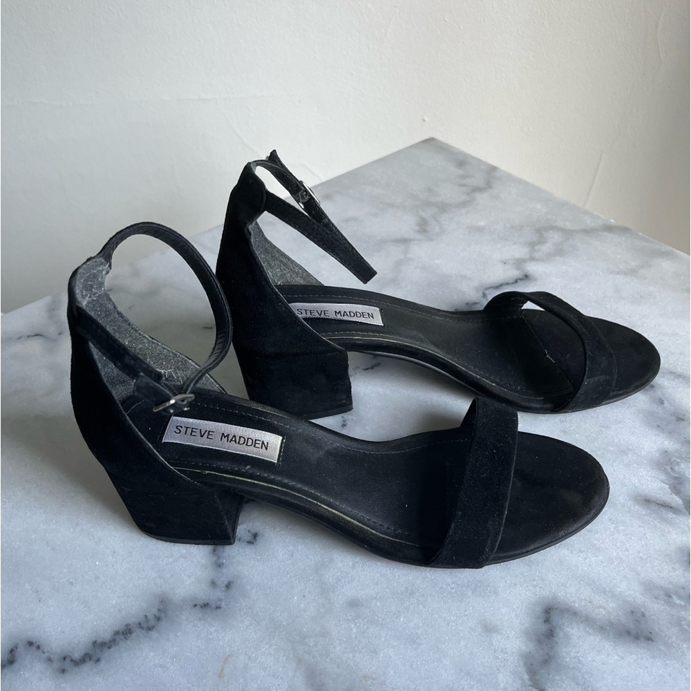 Steve Madden Irene Black Suede 2” Heel Size 9.5
